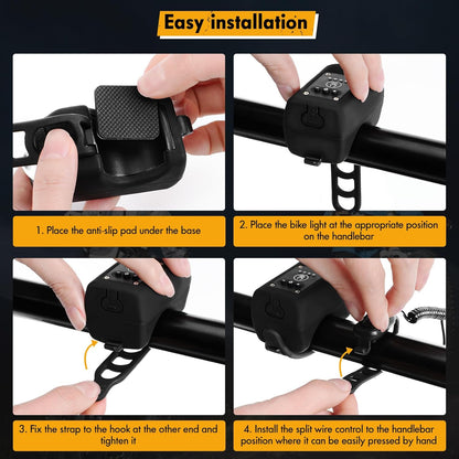 Welltop Bike Horn, 2 in 1 Electric Bike Horn Bike Light, 110 dB Bicycle Horn with 4 Light Modes & 6 Sound Modes, IPX5 Waterproof & USB Rechargeable Bike Lights for Night Riding for Adults & Kids