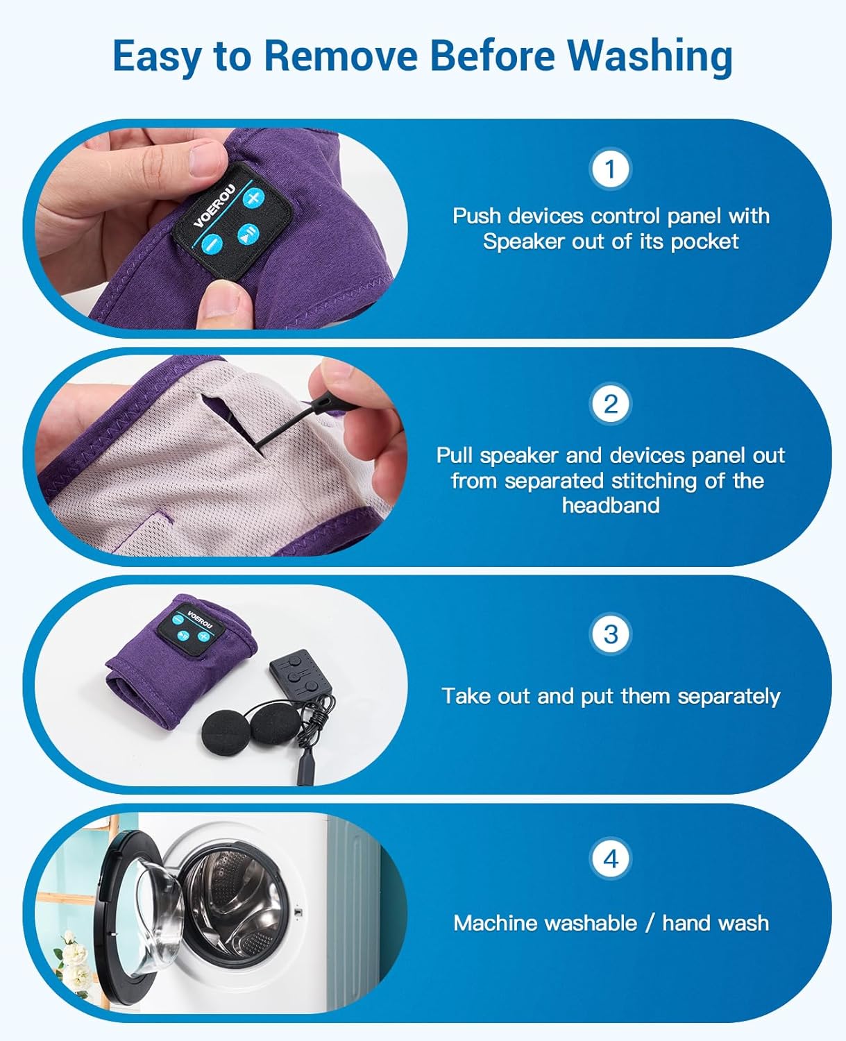 Sleep Headphones Bluetooth Headband, Voerou Wireless Sleeping Headphones Earbuds Sleep Mask with Stereo Speakers-Cool Tech Gadget for Men Women,Perfects for Sleep Workout Running Yoga Travel Insomnia