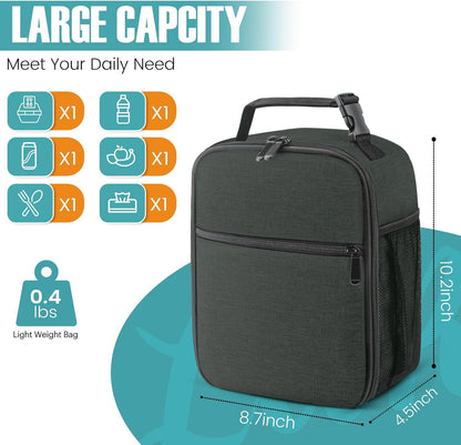 Lunch Bag for Men/Women, Reusable Lunch Box for Adult, Small Insulated Lunch Box, Lunch Tote Bag for Office, Work, Picnic