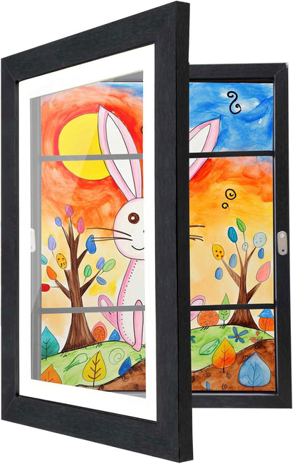 [2-Pack] Kids Artwork Frames Changeable, 8.5 x 11-IN Frames for Kids Artwork, Front Opening Picture Frames, Home Decor, Up to 150 Pcs of Child Art Frame, Craft Storage, Hanging Wall Décor