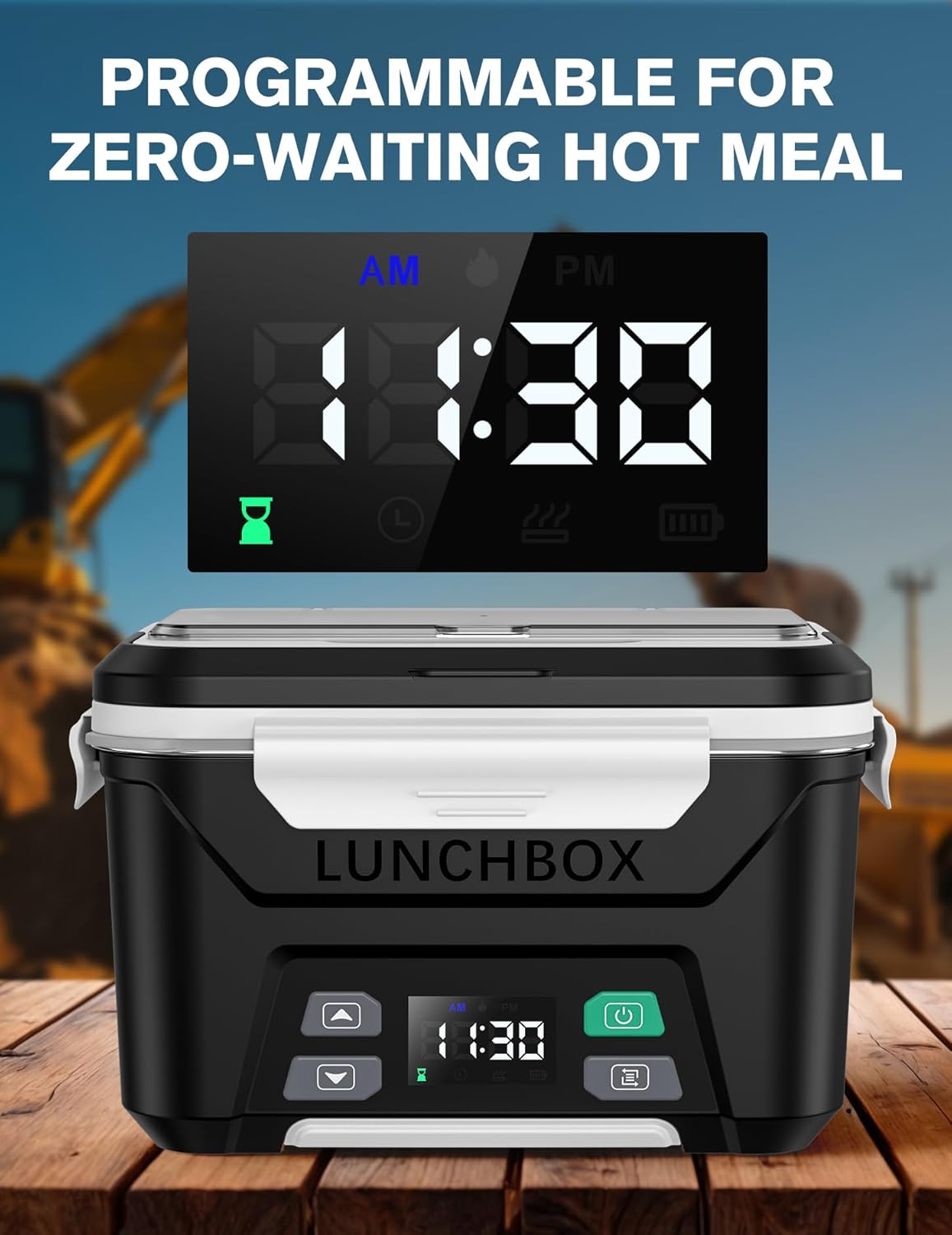 Docusvect Cordless Electric Lunch Box for Adults, Heated Lunch Box Battery Powered with Automatic Heating, 1.3L Portable Food Warmer with Removable Tray Divider
