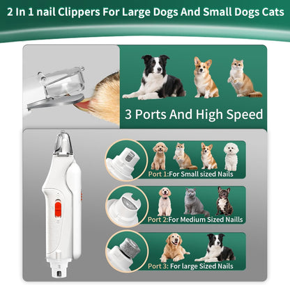 CATPICK 2-in-1 Cat Nail Clippers & Dog Nail Clippers Trimmers for Large Medium Small Dogs Cats Claw Trimmer Quick Sensor and Safety Guard USB Rechargeable with 2 LED Lights Dogs Nail Trimmer