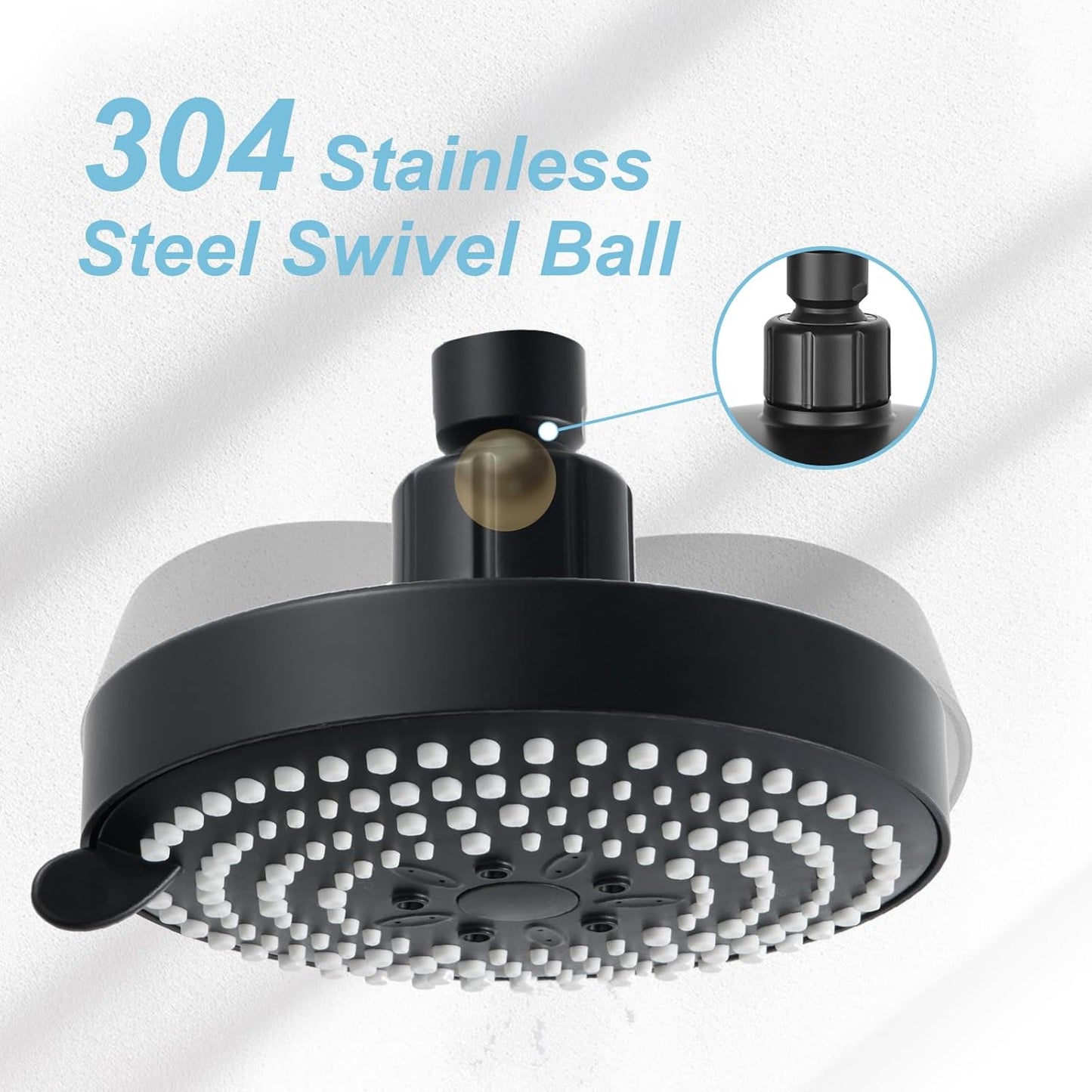 OFFO Shower Head, High Pressure Shower Head with 6 Mode, Fixed Showerheads for Strong Water Flow & Relaxing Shower Experience, Chrome