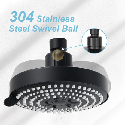 OFFO Shower Head, High Pressure Shower Head with 6 Mode, Fixed Showerheads for Strong Water Flow & Relaxing Shower Experience, Chrome