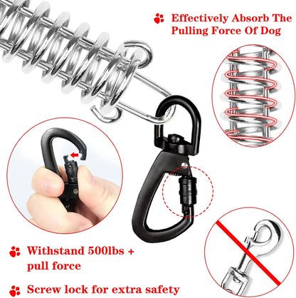 Tie Out Cable for Dogs, 10FT Dog Leads for Yard Chew Proof, Heavy Duty Dog Tie Out Cable for Large Dogs Up to 126lbs, Durable Dog Runner for Yard or Camping