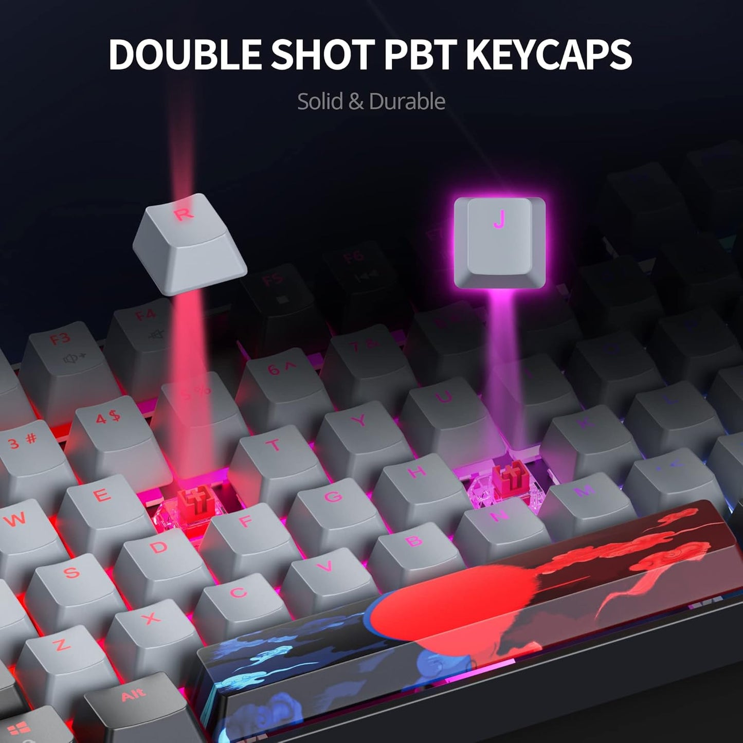 Owpkeenthy Full Size Green Mechanical Gaming Keyboard with Number Pad, Wired 100% Office NKRO Keyboard RGB Backlit 104 Keys with Red Switch for PC Gamer (104 Matcha)