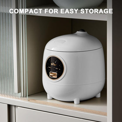 Mini Rice Cooker | 2-Cup Portable Non-Stick Rice Cooker with One-Touch Cooking and Keep Warm