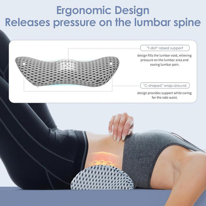 Lumbar Support Pillow for Lower Back Pain Relief – Ergonomic Streamline Memory Foam Cushion for Office Chair, Car Seat, Bed, and Sleeping – Ideal for Drivers and Office Workers (Black)