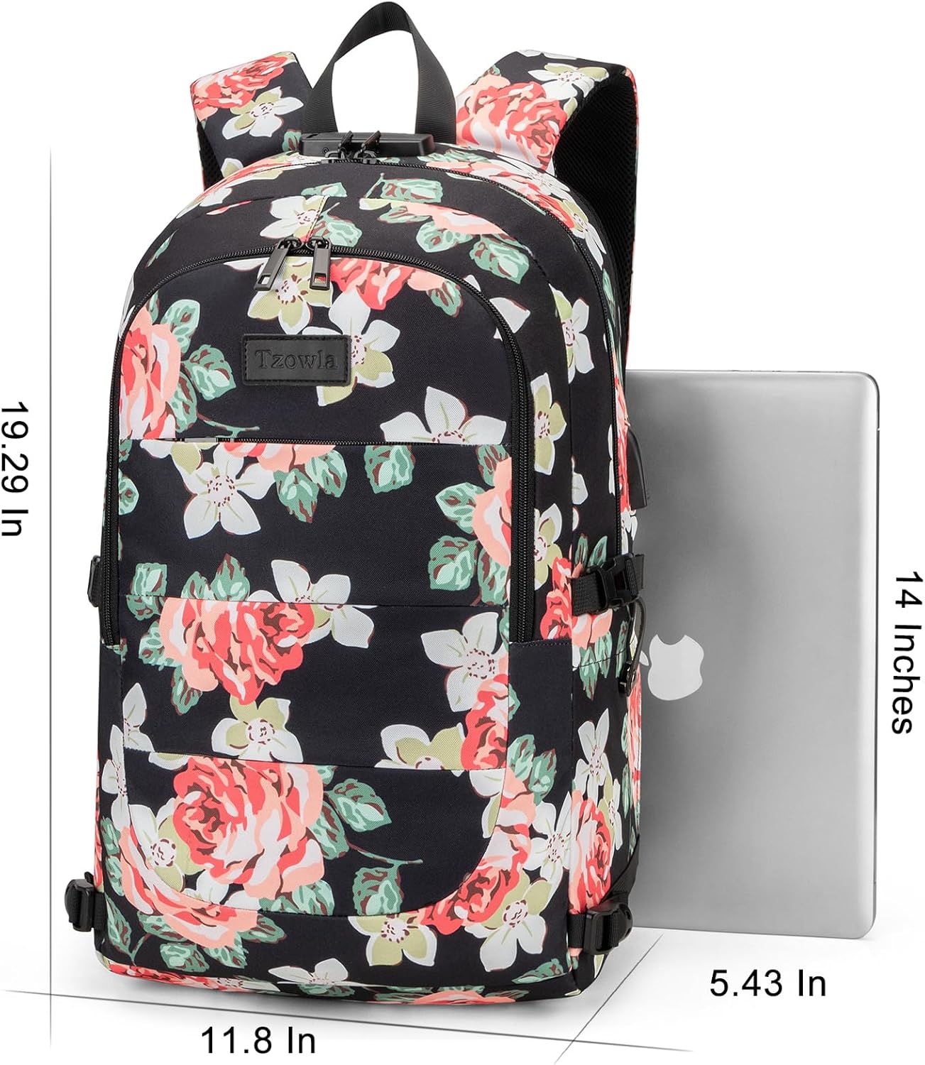 Tzowla Laptop Travel Slim School Backpack Water Resistant Anti-Theft Bag with USB Charging Port and Lock 15.6 Inch Computer Business Backpacks for Men Women College Student Gift,Bookbag Casual Daypack