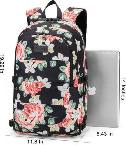 Tzowla Laptop Travel Slim School Backpack Water Resistant Anti-Theft Bag with USB Charging Port and Lock 15.6 Inch Computer Business Backpacks for Men Women College Student Gift,Bookbag Casual Daypack