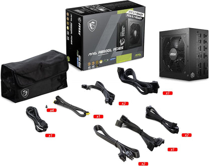 MSI MAG A750GL PCIE 5 Gaming Power Supply - Full Modular - 80 Plus Gold Certified 750W - Compact Size - ATX PSU - PuriLite