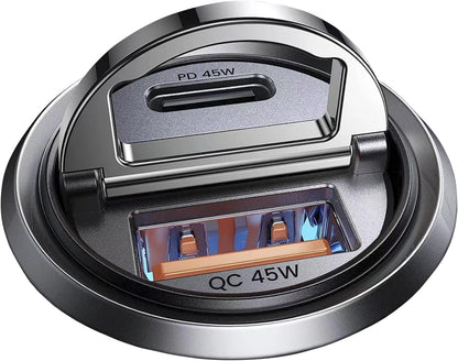 90W USB C Car Charger,[Super Mini Metal] USB C Car Charger Fast Charging Adapter PD+QC3.0 Dual Port MRGLAS Type C Car Cigarette Lighter USB Charger Compatible iPhone 17 16 15 Pro Max Air iPad Samsung