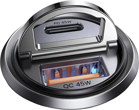 90W USB C Car Charger,[Super Mini Metal] USB C Car Charger Fast Charging Adapter PD+QC3.0 Dual Port MRGLAS Type C Car Cigarette Lighter USB Charger Compatible iPhone 17 16 15 Pro Max Air iPad Samsung