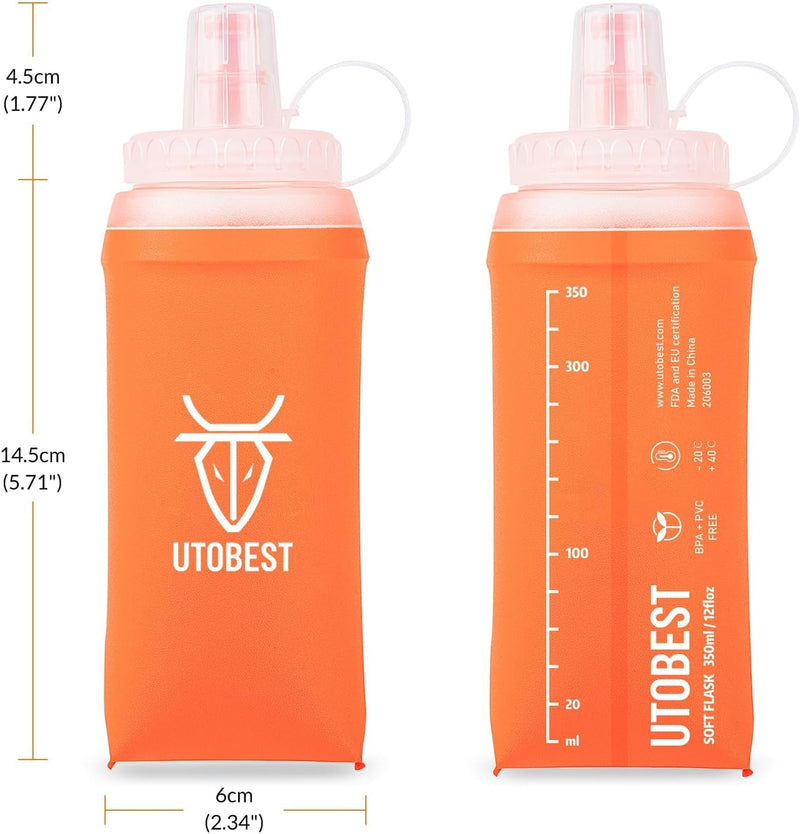UTOBEST Soft Flask Running Water Bottle Collapsible Water Bottle for Trail Running Hydration Pack Hiking Cycling Climbing 150ML/250ML/350ML/450ML/500ML/550ML