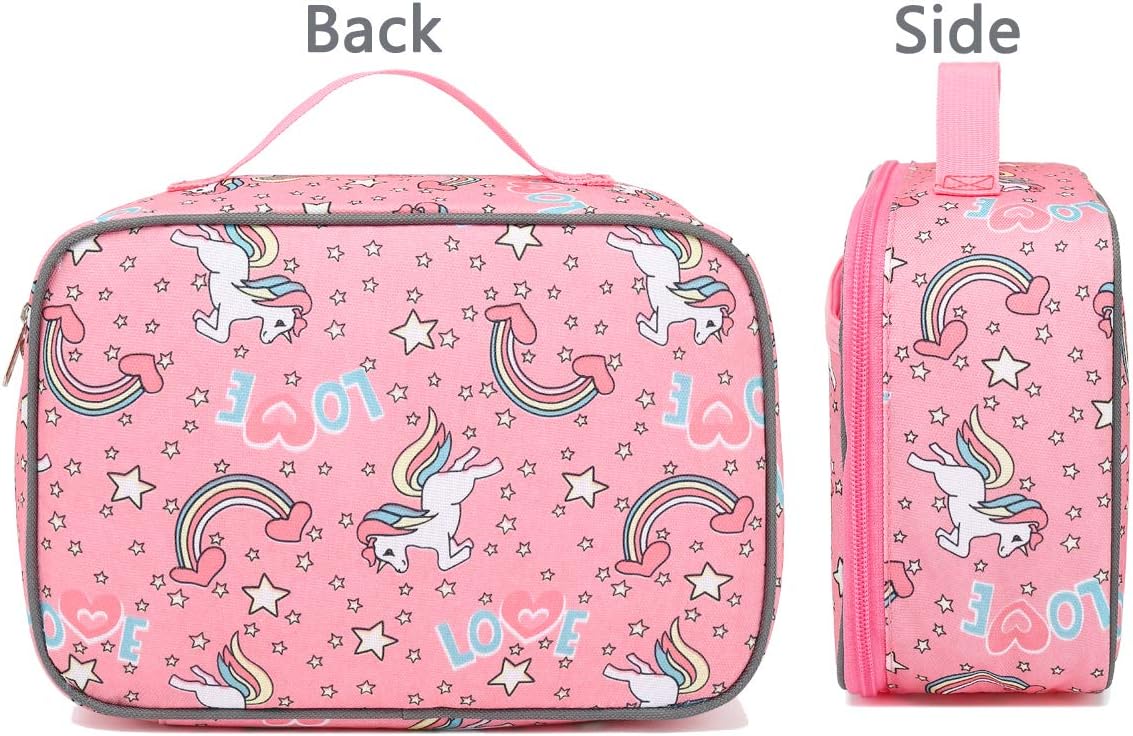 FlowFly Kids Lunch Box Insulated Soft Bag Mini Cooler Back to School Thermal Meal Tote Kit for Girls, Boys, Black