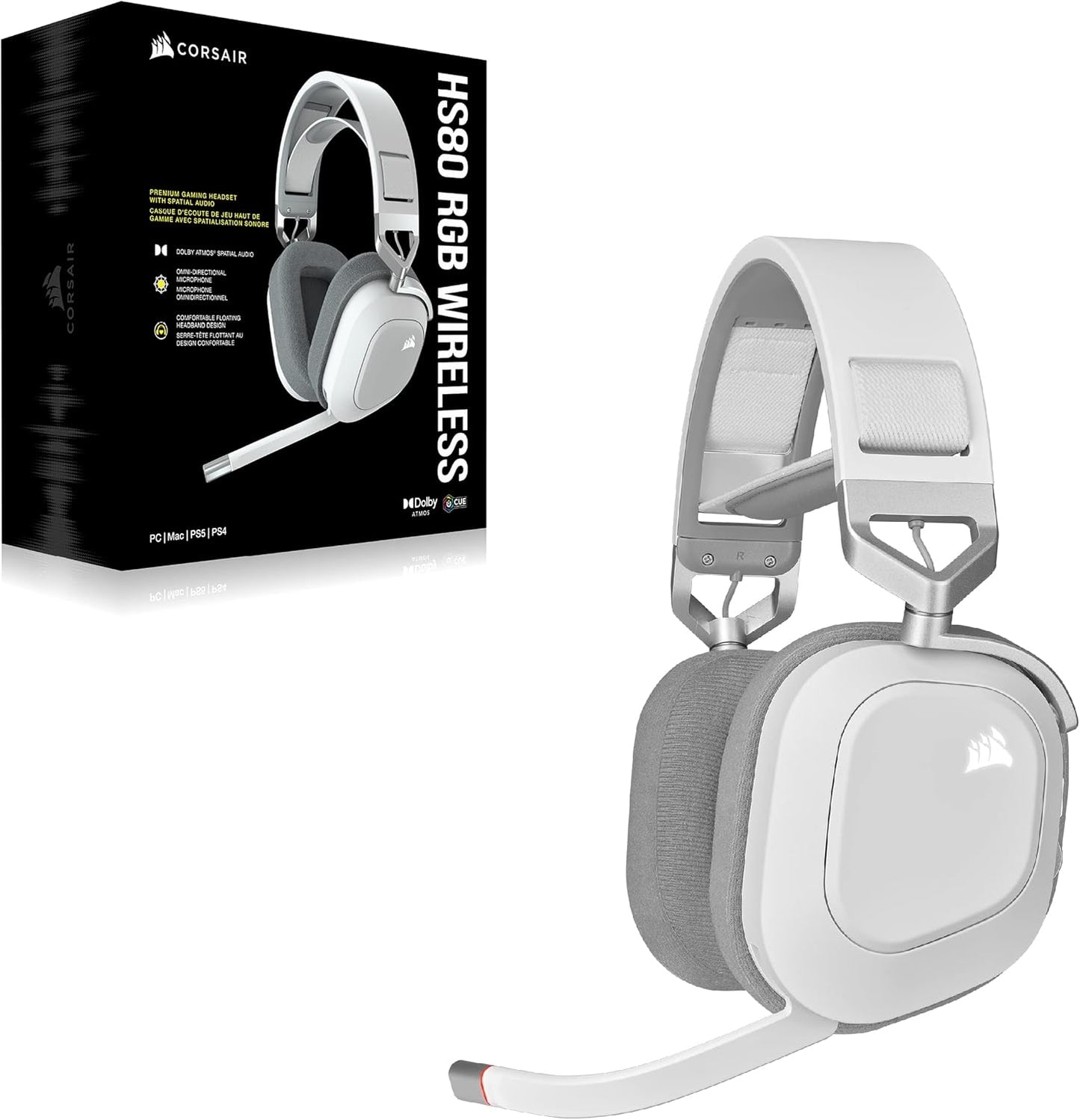 Corsair HS80 RGB USB Premium Gaming Headset with Dolby Audio 7.1 Surround Sound (Broadcast-Grade Omni-Directional Microphone, Memory Foam Earpads, High-Fidelity Sound, Durable Construction) Carbon