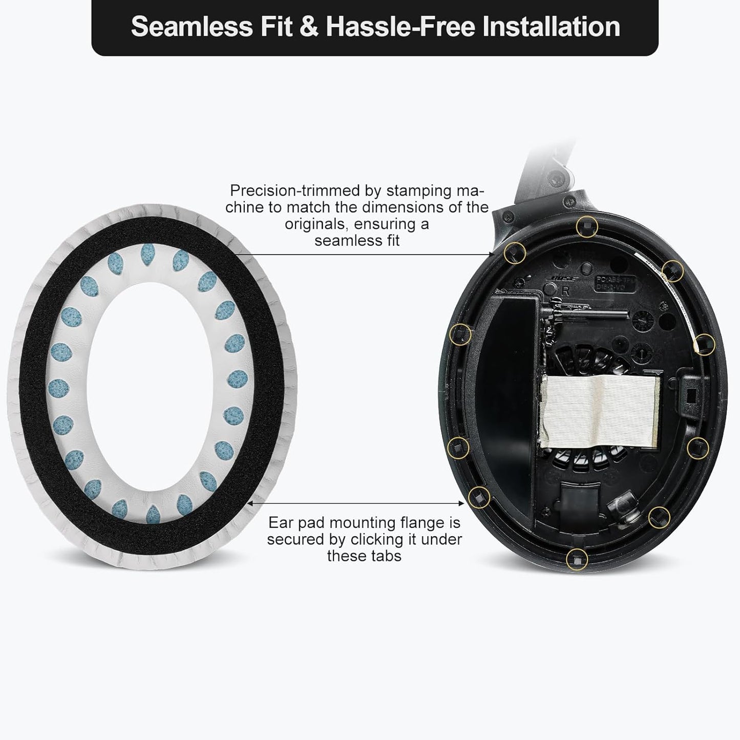 Replacement Ear Pads Earpads for Bose QuietComfort QC 2 15 25 35 Ear Cushion for QC2 QC15 QC25 QC35 SoundLink SoundTrue Around-Ear II AE2 (Black)