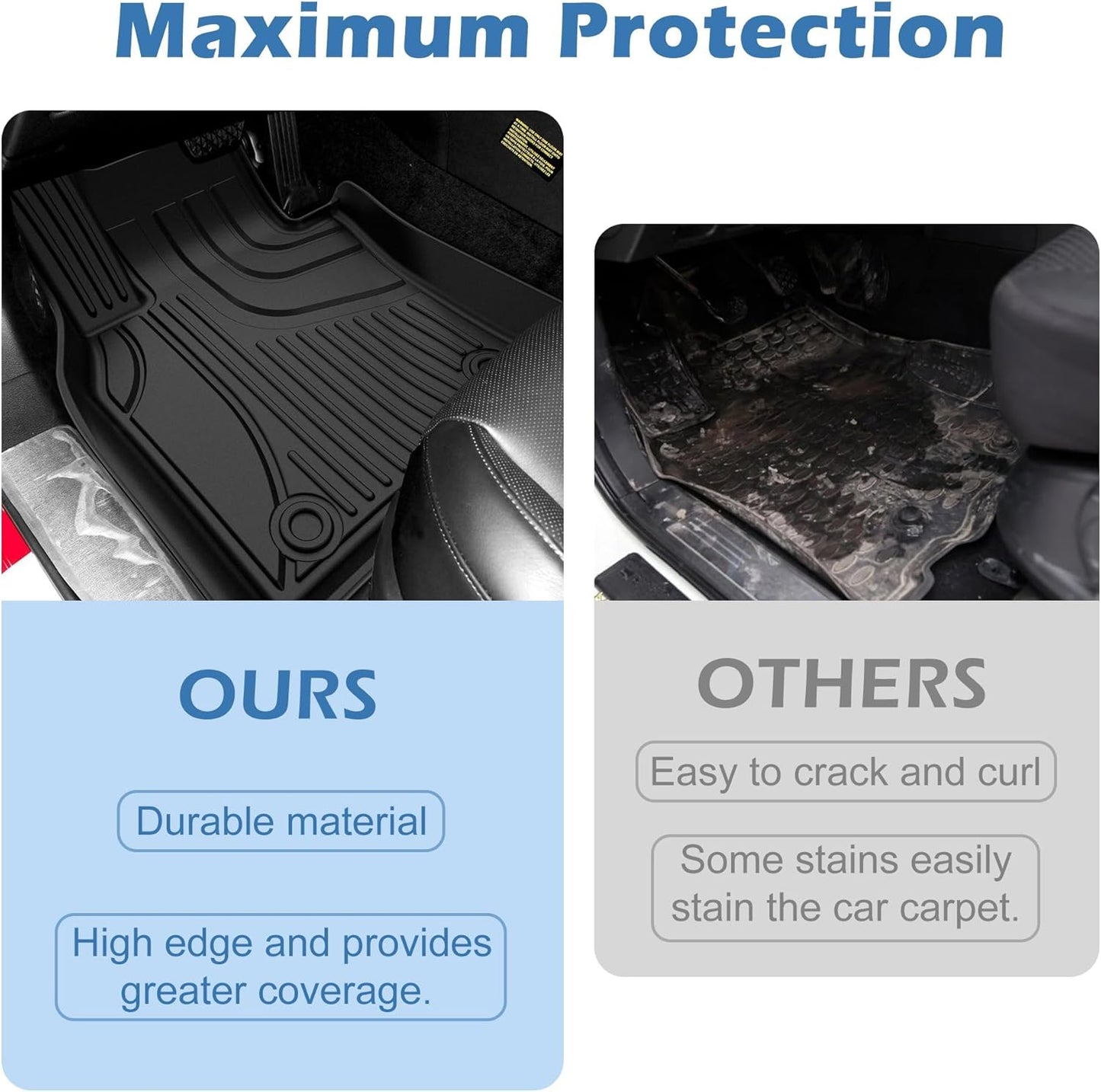 AOMSAZTO Floor Mats & Trunk Mat for 2024 2025 Chevy Equinox EV (Non Fuel),TPE All Weather Protection 2 Rows Car Floor Liners with Cargo Liner for Chevrolet Equinox EV (Non Fuel)