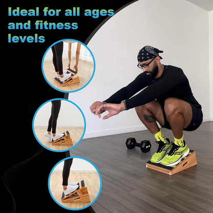 StrongTek Wooden Slant Board, 5 Adjustable Angles, 500 lb, Side Handle Standard and XL Sizes, Full or Partial Non-Slip Surfaces, Side Carry Handle, Calf and Ankle Stretching, Squats and Rehab