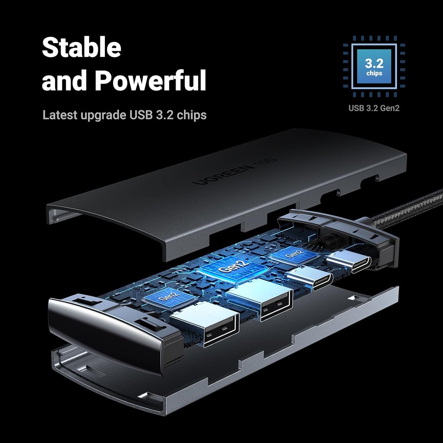 UGREEN USB C Hub 10Gbps, 4 Ports USB C 3.2 Gen 2 Hub USB C Splitter with 4 USB C 3.2 Ports, Type C 3.2 hub Expander, Compatible with MacBook, Chromebook, iOS, Android