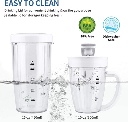 La Reveuse Personal Size Blender 250 Watts Power for Shakes Smoothies Seasonings Sauces with 1 Piece 15 oz Cup,1 Piece 10 oz Mug,BPA Free (Black)