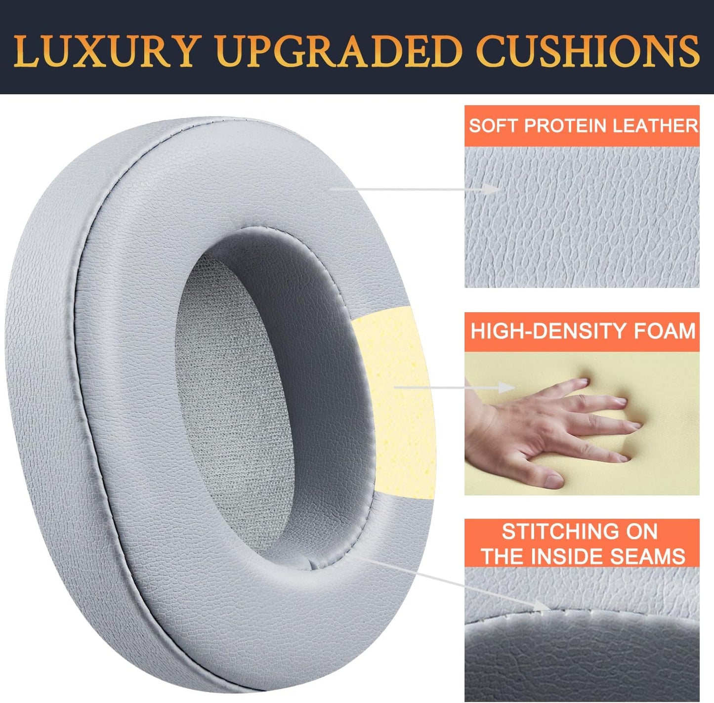 SOULWIT Replacement Earpads for Skullcandy Hesh 3/ANC/Evo & Crusher Wireless/ANC/Evo & Venue ANC Over-Ear Headphones, Ear Pads Cushions with Noise Isolation Foam - Hesh3 PL Black