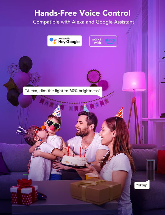 Govee Smart Light Bulbs, WiFi & Bluetooth Color Changing Light Bulbs, Music Sync, 16 Million DIY Colors RGBWW Color Lights Bulb, Work with Alexa, Google Assistant & Govee Home App, 6 Pack - PuriLite