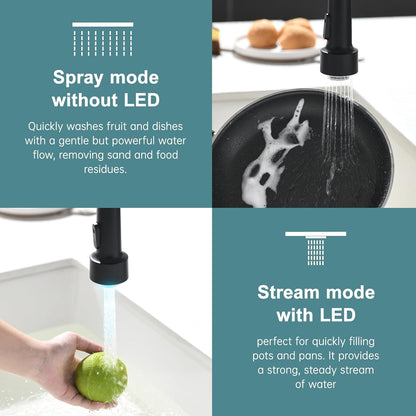 GIMILI Touchless Spring Kitchen Faucet with Pull Down Sprayer, Single Handle Motion Sensor Activated Hands-Free Kitchen Sink Faucet, Single Hole Smart Kitchen Faucet, Solid Brass, Matte Black