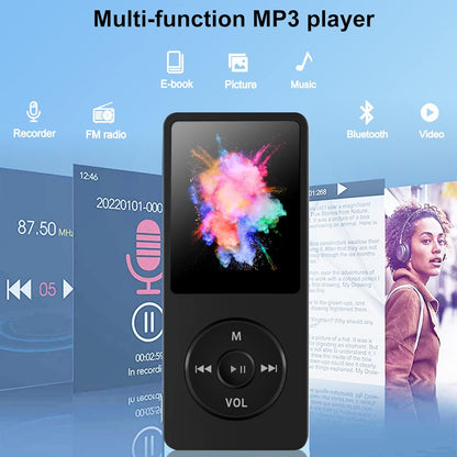 32GB MP3 Player with Bluetooth, Wodgreat Portable HiFi Lossless Music Players with Built-in Speaker for FM/Video/E-Book, Multifunctional Walkman Media Player with TF Card Slot, Support up to 128GB