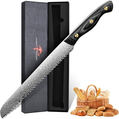 Purple Dragon Damascus Fish Fillet Knife - 7 inch Flexible Boning Knife with VG10 Core, Kitchen Slicing Knife with Full Tang Handle, Birthday Dad Mom Gift