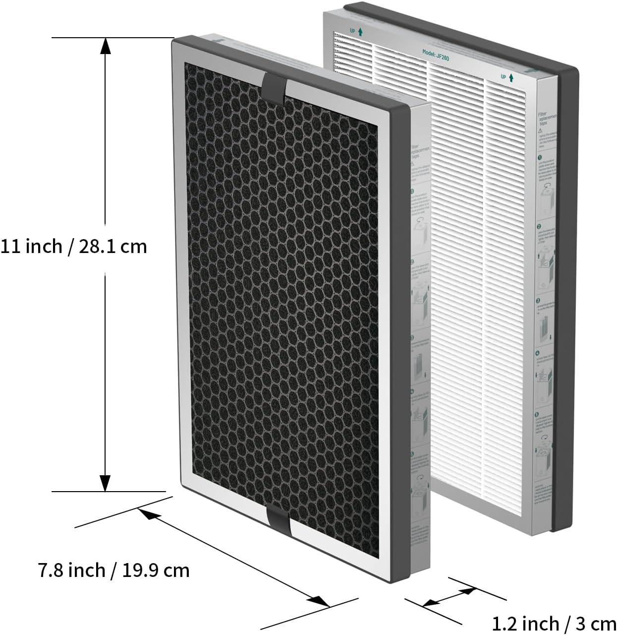 Jafända Air Purifiers for Home Large Room, 3-Stage Filtration System, Jafanda Filter Replacement, True HEPA 300g Activated Carbon, Made for JF260 Air Purifiers Replace Filter - PuriLite