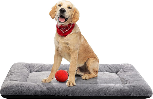 VERZEY Medium/Large Dog Bed Mat Crate Pad, 36" Metal Crates Fit, Ultra-Soft, Machine Washable & Anti-Slip Kennel Mat, Cozy Sleeping Mat for Medium/Large Dogs, Gray, 36L x 23W x 1H Inches