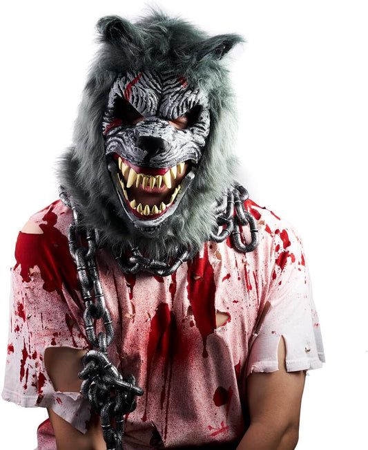 Spooktacular Creations Halloween Werewolf Mask with Movable Jaw Werewolf Costume Accessories Scary Mask for Kids Adult - PuriLite