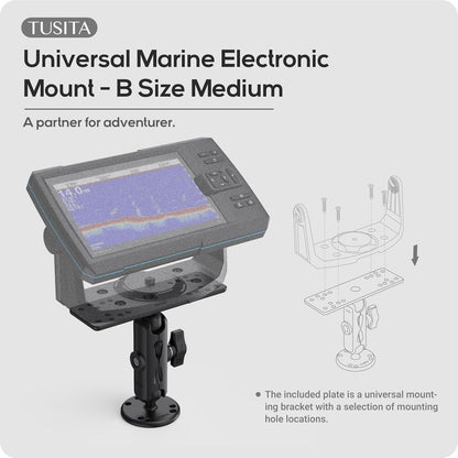 TUSITA Universal Marine Electronic Mount - B Size Medium, Aluminum Fish Finder Mount with 1" Ball for Boat, 360° Rotation, High Salt Water Resistant, Compatible with Garmin, Lowrance and More