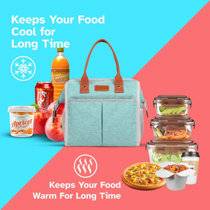 Lunch Bag for Women & Men, Insulated Lunch Box Cooler Tote Bags, Adult Reusable Lunch Boxes with Water Resistant for Work, Travel and Picnic (Grey)