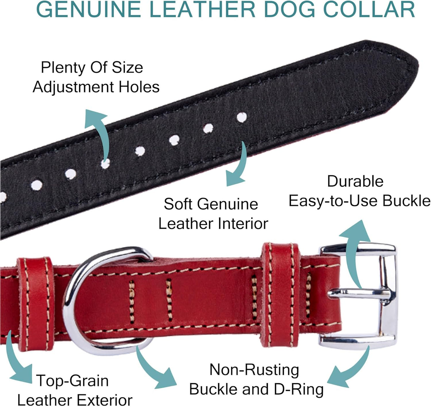TORRUNA Soft Leather Dog Collar | Dog Collars for Small, Medium and Large Dogs | Durable Heavy Duty Dog Collars