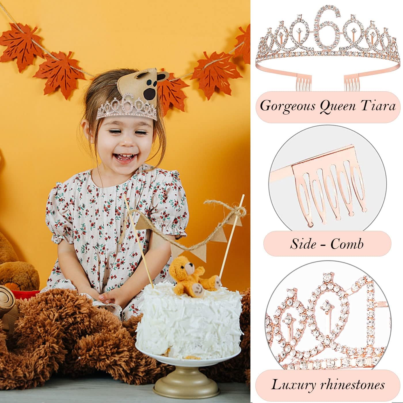 8pcs 40th Birthday Decorations gifts for Women, Including 40th Happy Birthday Cake Topper, Queen Sash with Pearl Pin, Sweet Rhinestone Tiara Crown for Women, Number Candles and Balloons (Rose Gold)