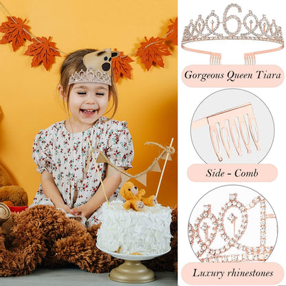 8pcs 40th Birthday Decorations gifts for Women, Including 40th Happy Birthday Cake Topper, Queen Sash with Pearl Pin, Sweet Rhinestone Tiara Crown for Women, Number Candles and Balloons (Rose Gold)