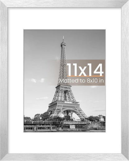 upsimples 11x14 Picture Frame, Display Pictures 8x10 with Mat or 11x14 Without Mat, Wall Hanging Photo Frames, Black