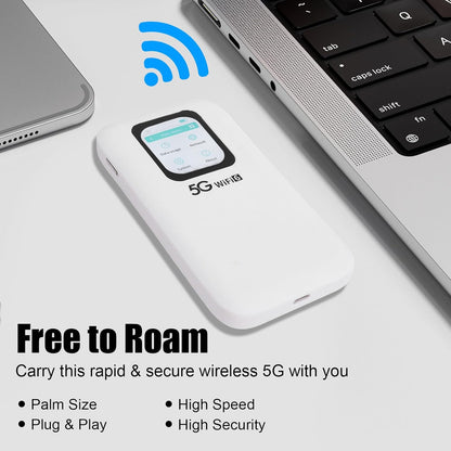 5G 4G Wi Fi LTE Mobile Hotspot, 5G Router with Nano SIM Card Slot, Portable Wi Fi 6 Mobile Hotspot for Travel, 16 Users, 2.01 Inch Screen, for Home Or Everywhere You Go
