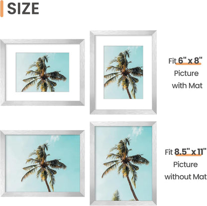 upsimples 11x14 Picture Frame, Display Pictures 8x10 with Mat or 11x14 Without Mat, Wall Hanging Photo Frames, Black