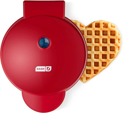 Dash Express 8” Waffle Maker for Waffles, Paninis, Hash Browns + other Breakfast, Lunch, or Snacks, with Easy Clean, Dual Non-Stick Surfaces - Red Heart