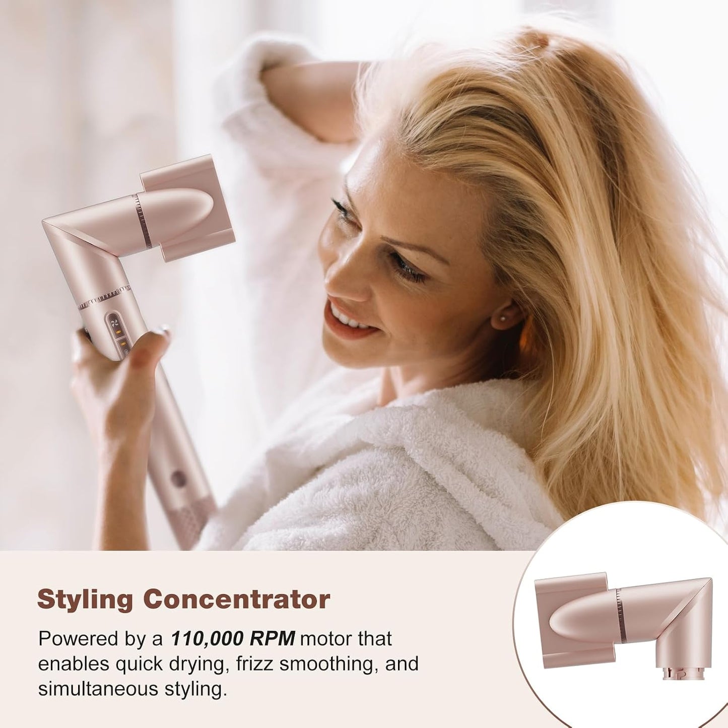 7MAGIC 7 in 1 Hair Styler & Hair Dryer Brush,110,000 RPM High-Speed Negative Ionic Hot Air Styler, 1400W Powerful Blow Dryer Brush & Multi-Style for Straight,Wavy, Curly, and Coily Hair, Pink