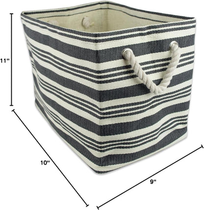 DII Storage Basket or Bin, Collapsible & Convenient Storage Solution for Office, Bedroom, Closet, Toys, Laundry (Large) - Pink Rugby Stripe