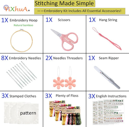 Purilite Select 3-Sets Flower Embroidery Kit