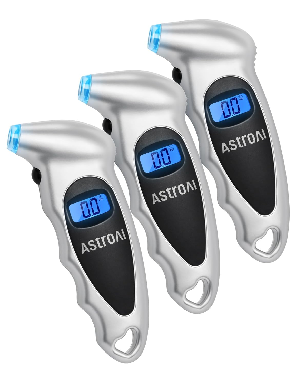 AstroAI Digital Tire Pressure Gauge with Replaceable AAA Batteries, 150 PSI 4 Settings Industrial Tire Gauge for Car Truck Bicycle Backlit LCD Non-Slip Grip Car Accessories(Black)