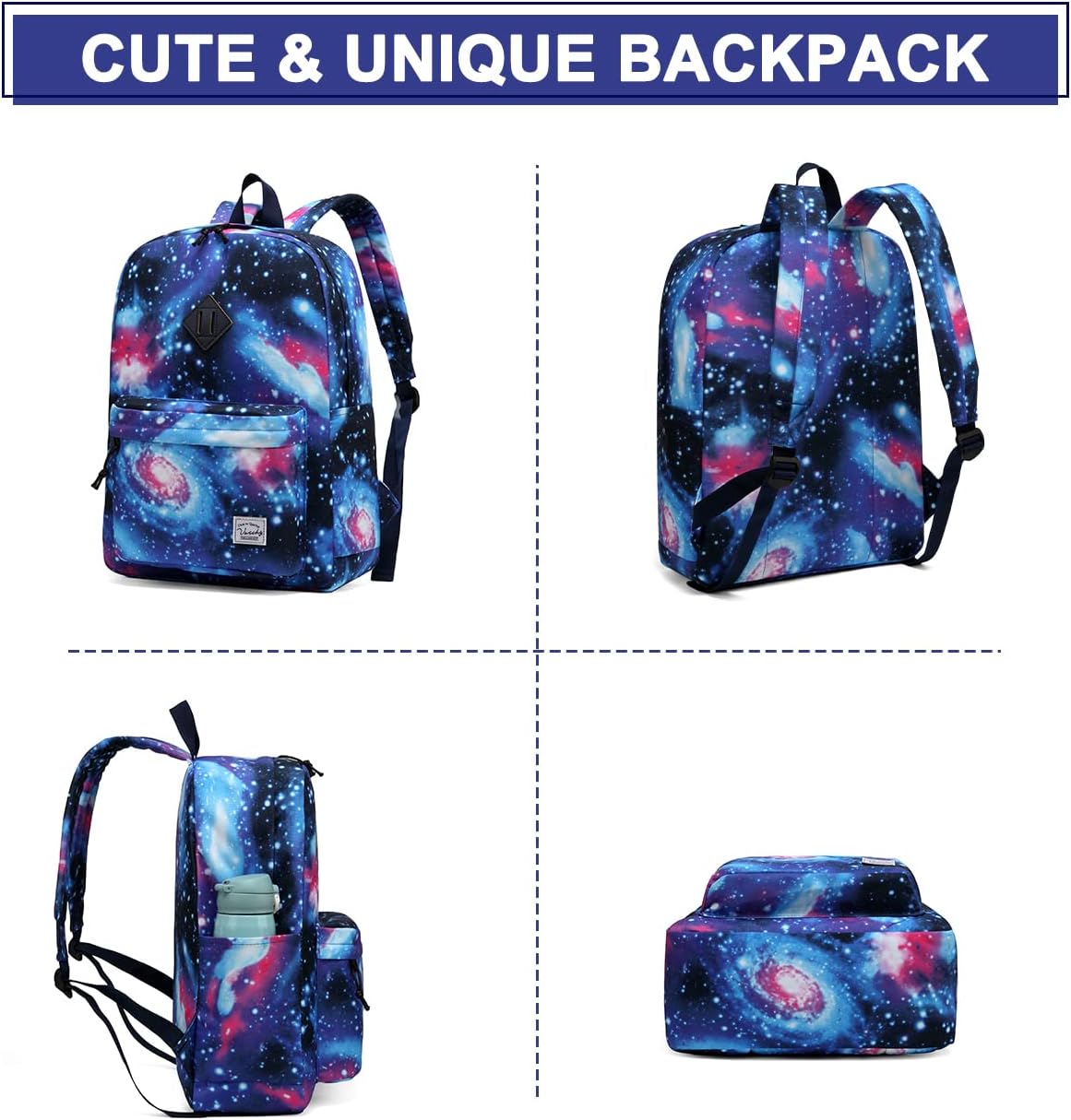 School Backpack for Kids, VASCHY Lightweight Water Resistant Casual Schoolbag Daypack for Men Women Teen Boys Girl Bookbag