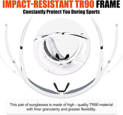 X-TIGER Polarized Cycling Glasses with 5 Interchangeable Lenses,MTB Biking Baseball Running Sports Sunglasses for Men Women