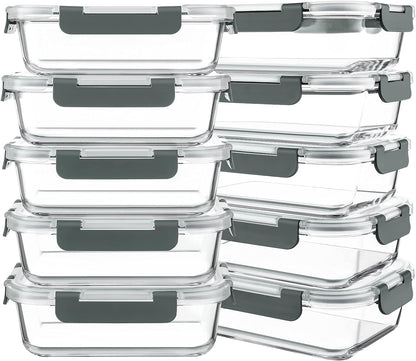 Purilite Select 10-Pack 30 oz Glass Meal Prep Containers with Lids