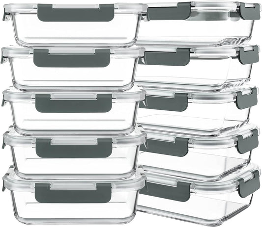 Purilite Select 10-Pack 30 oz Glass Meal Prep Containers with Lids